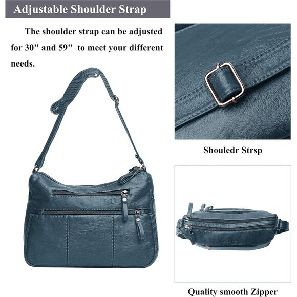 🆕 Volganik Rock PU Leather Shoulder Bag Women Blue Soft Pocketbooks Purse - Picture 7 of 7